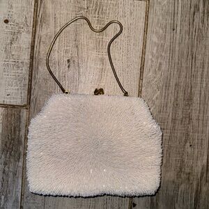 Elegant White Beaded Women's Bag